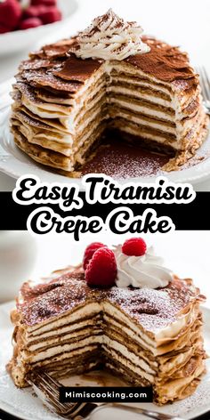 a stack of pancakes sitting on top of a white plate