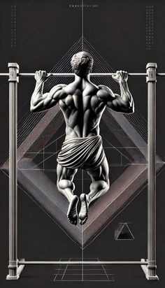 a drawing of a man with his back to the camera and arms stretched out in front of him