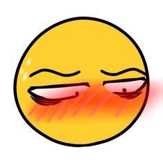 a yellow smiley face with red eyes