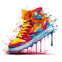 Colorful Custom Sneakers Art, Dripping Sneakers, Colorful Sneaker Art, Dripping Sneakers Png, Sneaker Clipart, Colorful Shoe Design Mug, Bright Graffiti Sneakers Design, Multicolor Sneaker Artwork, Colorful Graffiti Shoe Design