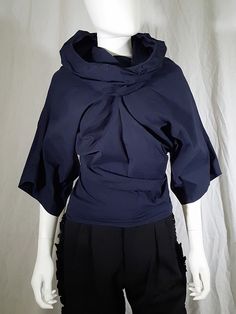 Comme des Garçons blue twisted top with cowl neck — fall 1995 | V A N II T A S 90s Comme Des Garcons, Blue Comme Des Garcons, Vintage Comme Des Garcons, Comme Des Garcons 90s, Comme Des Garcons 1997, Comme Des Garcons Fashion, Junya Watanabe Top, Comme Des Garcons 1998, Cdg Twisted Shirt