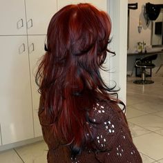 ♥️♣️🧯💋🥀♟️🦊‼️ deep red with black tips 🔥 I loveee this color, we leaned more into the red this time as opposed to the violet cherry from last time 🍒 this look was definitely perfect for her fantastic mr fox costume this halloween! I’m definitely getting very excited for all the reds this season 💋 ⛓🧷 𝐃𝐌 𝐓𝐎 𝐁𝐎𝐎𝐊 🦇-𝔐™ 🤍 ✮ ✮ ✮ ✮ ✮ #halifaxhair #halifaxqueer #halifaxhairstylist #fashioncolor #vivids #hairtransformation #hairfashion #alternativehair #minibang #shag #mullet #colorobsessed #pulpriot Red Fox Hair Dye, Cherry Red With Black, Red Hair With Black Fox Tips, Red Hair With Tips, Hair Colour Ideas Alternative, Fox Tips Hair Color, Red With Black Tips, Burgundy Hair With Black Tips, Red Fox Tail Hair