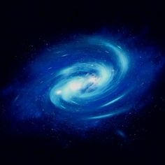 an artist's rendering of a spiral galaxy in the dark blue night sky with stars