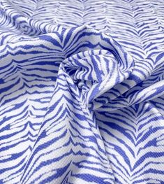 a blue and white zebra print fabric