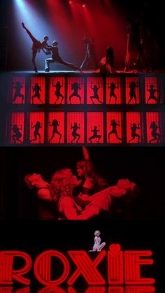 some people are performing on stage with red lights