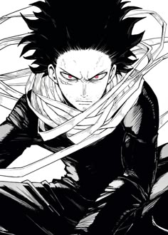 an anime character with black hair and red eyes, holding two swords in his hands