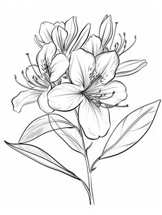 a black and white drawing of flowers