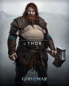 Thor God Of Ragnarok, Thor Gow Ragnarok Fanart, Gow Ragnarok Characters, Thor Gow Ragnarok, God Of Wars Characters, Gow Ragnarok Thor, Thor Norse God, Kratos Norse Mythology, Odin's Throne Marvel
