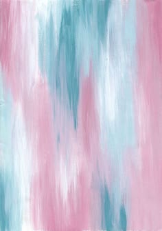 an abstract painting with blue, pink and white colors