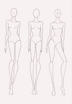 three female mannequins are shown in this drawing