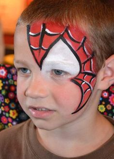 Spiderman Face Paint Easy Kids, Diy Spiderman Face Paint, Face Painting Ideas Spiderman, Easy Spiderman Face Painting, Face Paint Ideas For Boys Spiderman, Easy Spiderman Face Paint, Spiderman Eye Face Paint, Spiderman Face Paint Stencil, Cute Spiderman Face Paint
