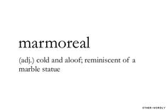 the words marmoreal and adj are written in black on a white background