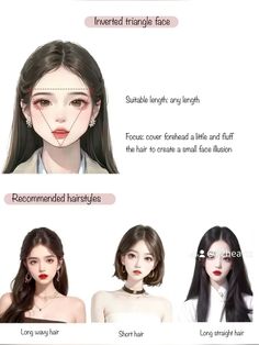 #hairstyle #tutorial #stepbysteptutorial #hair #hairstyles Triangular Hairline, Inverted Triangle Face Hairstyle, Triangle Face Haircuts, Hair Cuts For Inverted Triangle Faces, Hair For Inverted Triangle Face Shape, Inverted Triangle Face Shape Haircuts, Inverted Triangle Hairstyles, Hairstyles For Inverted Triangle Face, Face Shape Inverted Triangle