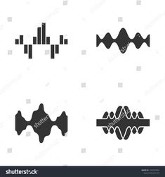 four different types of sound waves and equals on white background stock photo - royalty