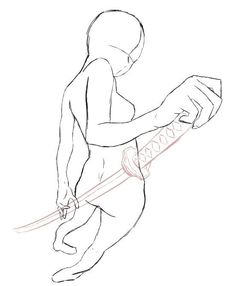 a drawing of a person holding a knife in one hand and looking down at the ground