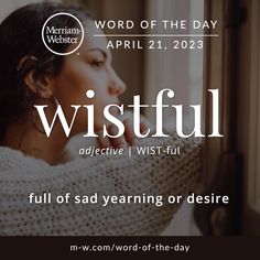 a woman wrapped in a blanket looking out the window with words that read word of the day