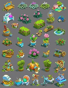 a bunch of different types of plants and flowers