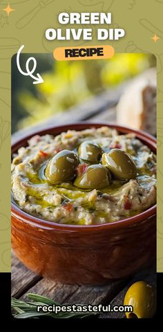 green olive dip recipe in a bowl