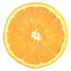 an orange cut in half on a white background