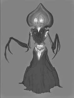 a black and white drawing of a strange creature