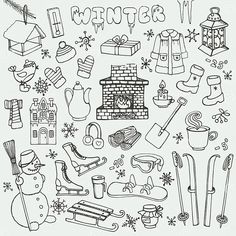 christmas coloring pages for adults and children with snowman, santa hat, stockings, gifts