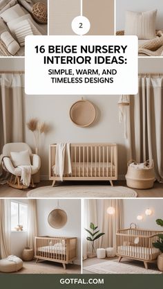a baby crib with the words, 16 nursery interior ideas simple warm and timeless designs