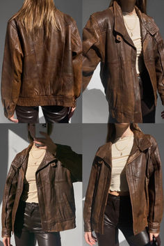 Biker Jackets, Ladies Leather Jacket, Oversized Vintage Leather Jacket For Fall, Leather Jacket Vintage, Oversized Brown Leather Jacket, Vintage Brown Leather Biker Jacket With Long Sleeves, Oversize Brown Leather Jacket, Brown Oversized Leather Jacket, Vintage Oversized Leather Jacket