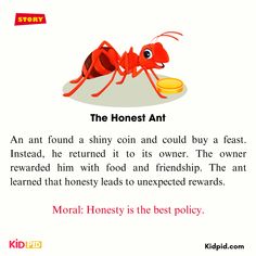 an ant is sitting on top of a piece of paper with the words, the honest ant