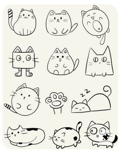 an image of cats drawn in black and white