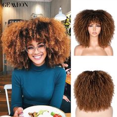 Afro Curly Wig, Afro Wig With Bangs, Curly Hair Afro Wig, Fake Afro Wig, Curly Afro Wig With Bangs, Afro Wig, Brown Afro Wig, Light Brown Afro Wig, 70s Afro Wig