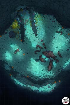 Water Battle Map, Underwater Battlemap, Aquatic Battle Map, Dnd Underwater Mine Map, Dnd Submarine, Coral Sea Battle Map, Dnd Underwater Cave Map, Coral Reef Battlemap, Sea Cave Battle Map