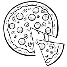 two slices of pizza on a plate with one slice missing from the other, black and white