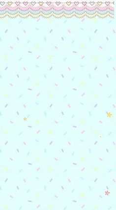 a blue background with small sprinkles and hearts on it's edges
