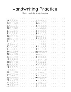 handwriting practice worksheet with the letters and numbers in each letter, which are written on