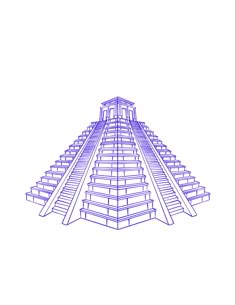 a drawing of a pyramid with stairs in the middle and steps up to it's top