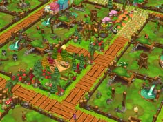 an image of a game with many different things in the field and people walking around