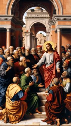 an image of jesus in the midst of many people