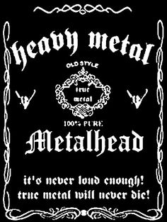 a black and white poster with the words heavy metal attached to it's border