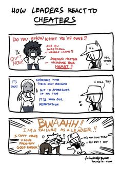 comic strip about how leaders react to characters