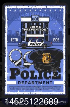 the police department poster is shown in blue and white