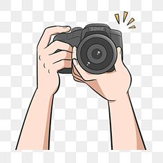 someone holding a camera up to take a picture with their hands, cartoon png and psd