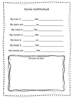 a printable worksheet for children to practice their self - portrait and write the words