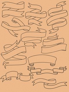a set of hand drawn ribbons and banners