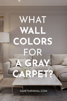 a living room with the words what wall colors for a gray carpet?