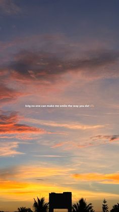 an airplane flying in the sky at sunset with a quote above it that reads, let's no one can make me smile this way you do