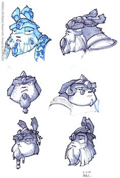 some drawings of different types of hats and headgear for the character in this video game