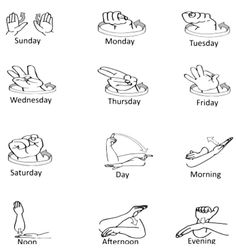 the twelve days of the week are shown in this black and white version, with different symbols
