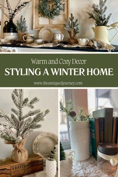 simple winter decor styled throughout a home for January post-Christmas