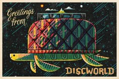 a poster with a colorful hat on it's head and the words, greetings from