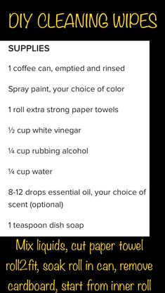 the instructions for how to use diy cleaning wipes
